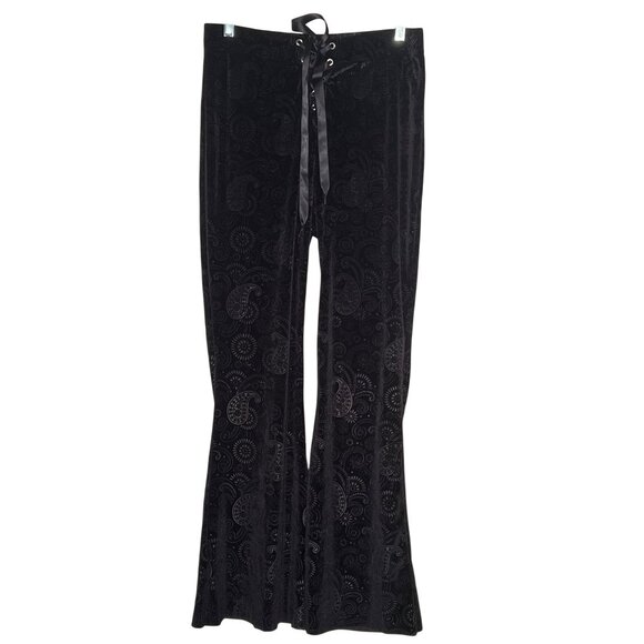 NWOT Pretty Attitude XL Black Velvet Burn Out Paisley Flare Witchy Gothic - Picture 1 of 14